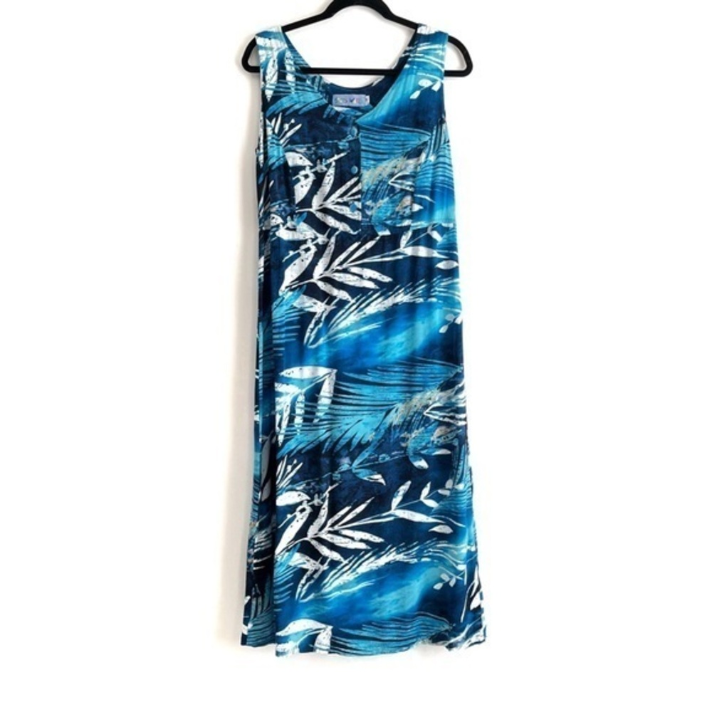 Jams World Blue W311- Ferns Print Hawaiian Dress Size Medium
